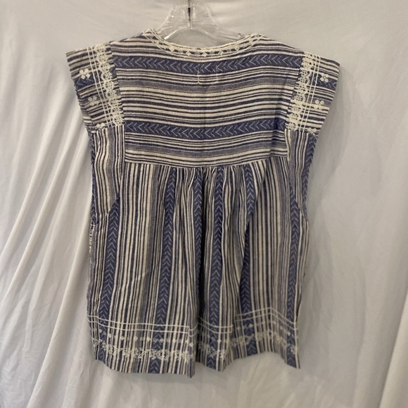 dRA Los Angeles anthro Embroidered blue white top sz XS - Picture 5 of 5